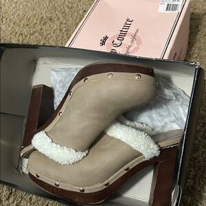 Juicy Couture Beige and White Heeled Mules